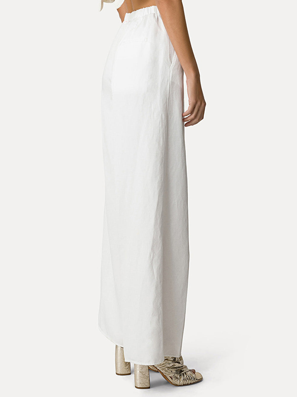 PANTALON PALAZZO EN GABARDINE DE COTON BLANC