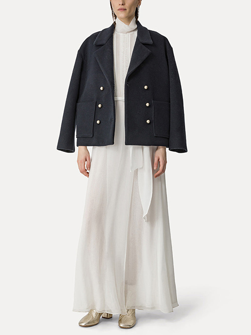 WOOL CROPPED PEACOAT