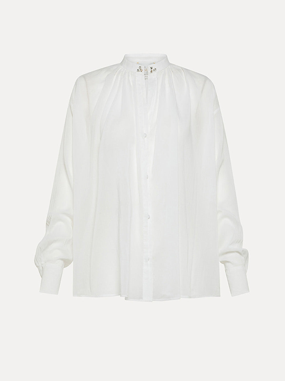 WHITE RHINESTONE BOHEMIAN VOILE SHIRT