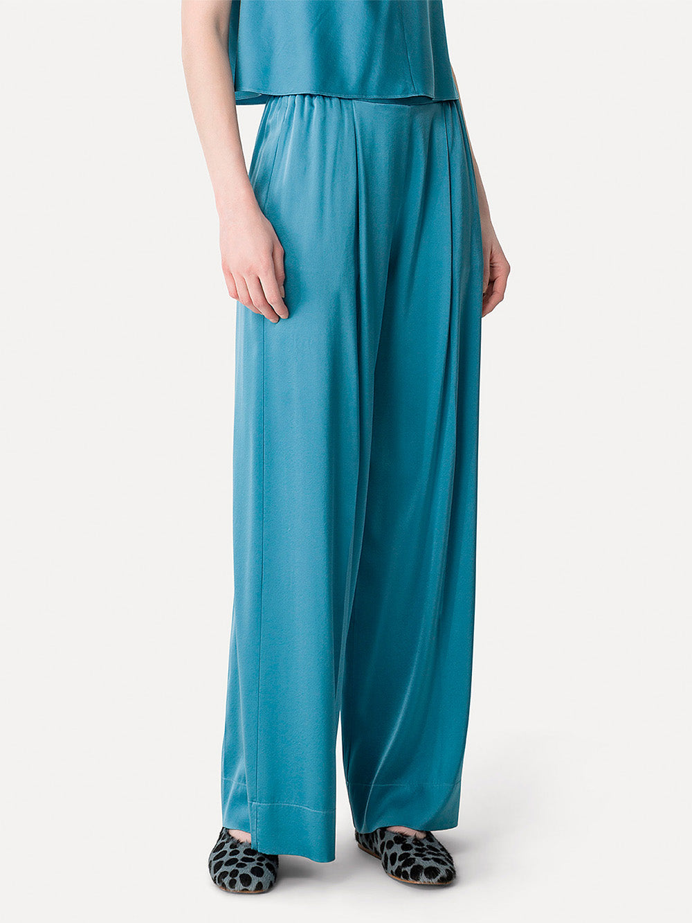 PANTALON EN SATIN DE SOIE CERULEO
