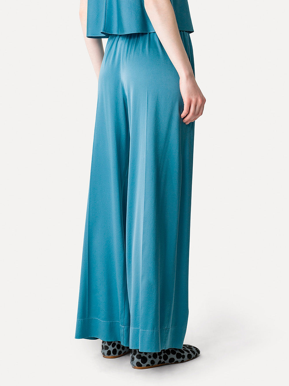 PANTALON EN SATIN DE SOIE CERULEO