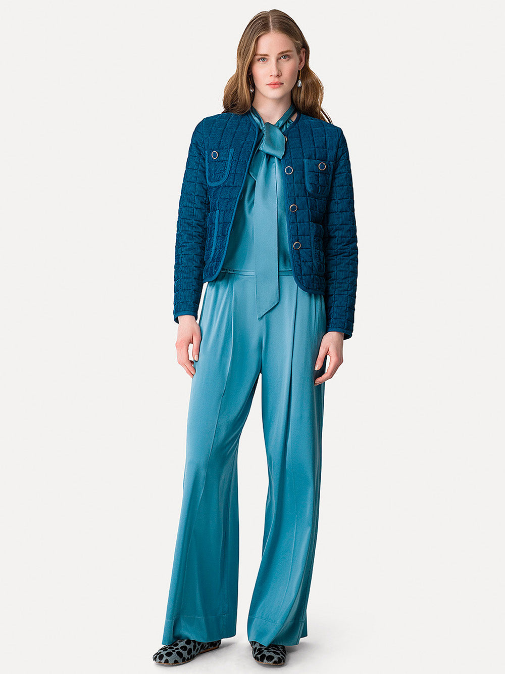 PANTALON EN SATIN DE SOIE CERULEO