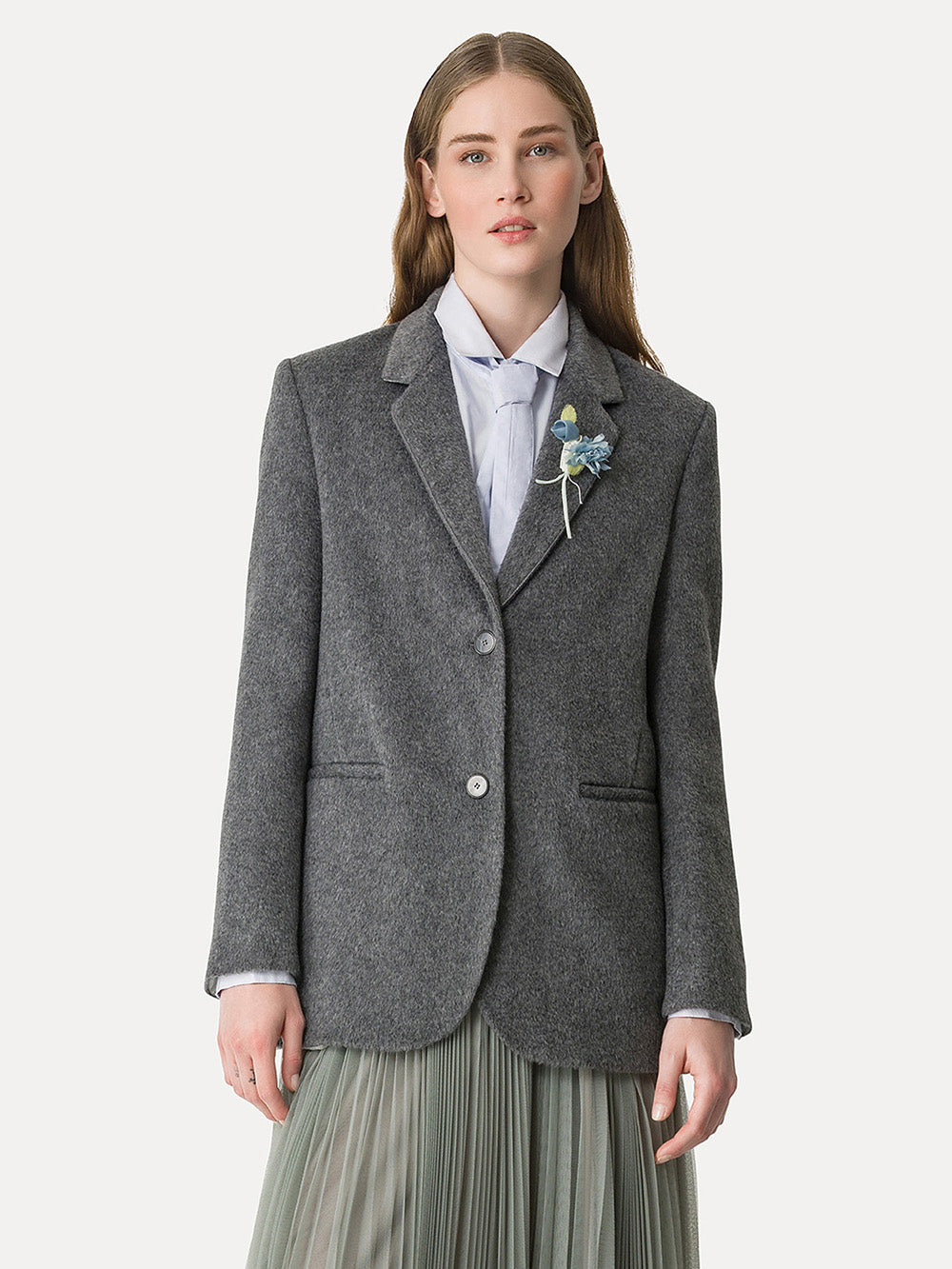 VESTE BLAZER MOHAIR GRIS