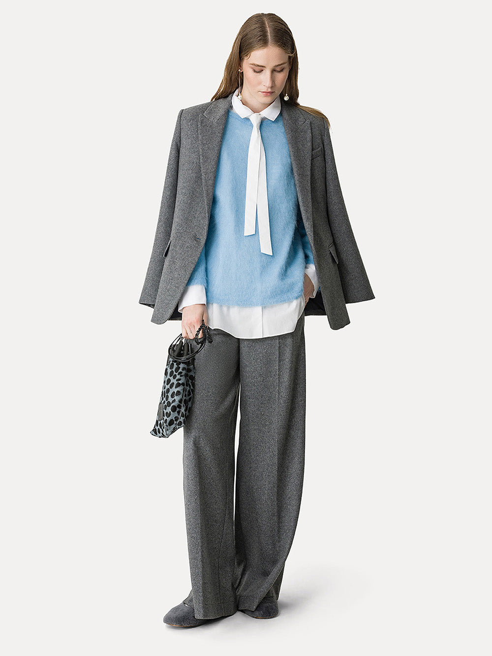GIGRIO MELANGE WOOL PALAZZO TROUSERS