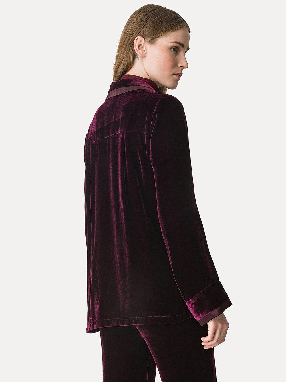 Burgundy Velvet Pajama Shirt