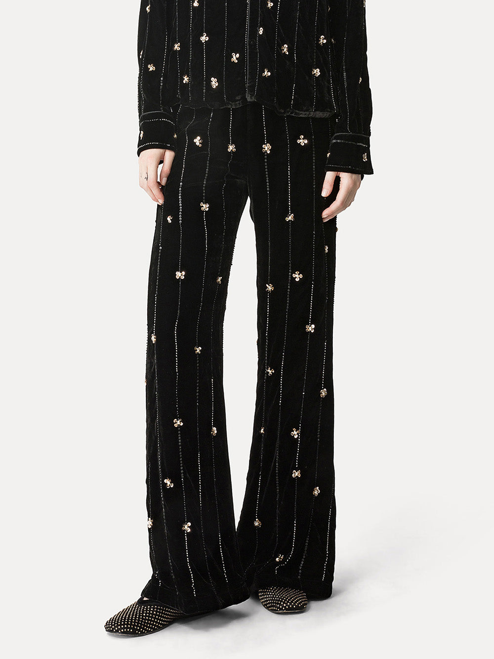 BLACK STAR VELVET PANTS