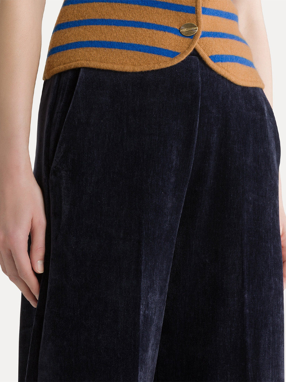 PANTALON PALAZZO VELOURS NOTTE