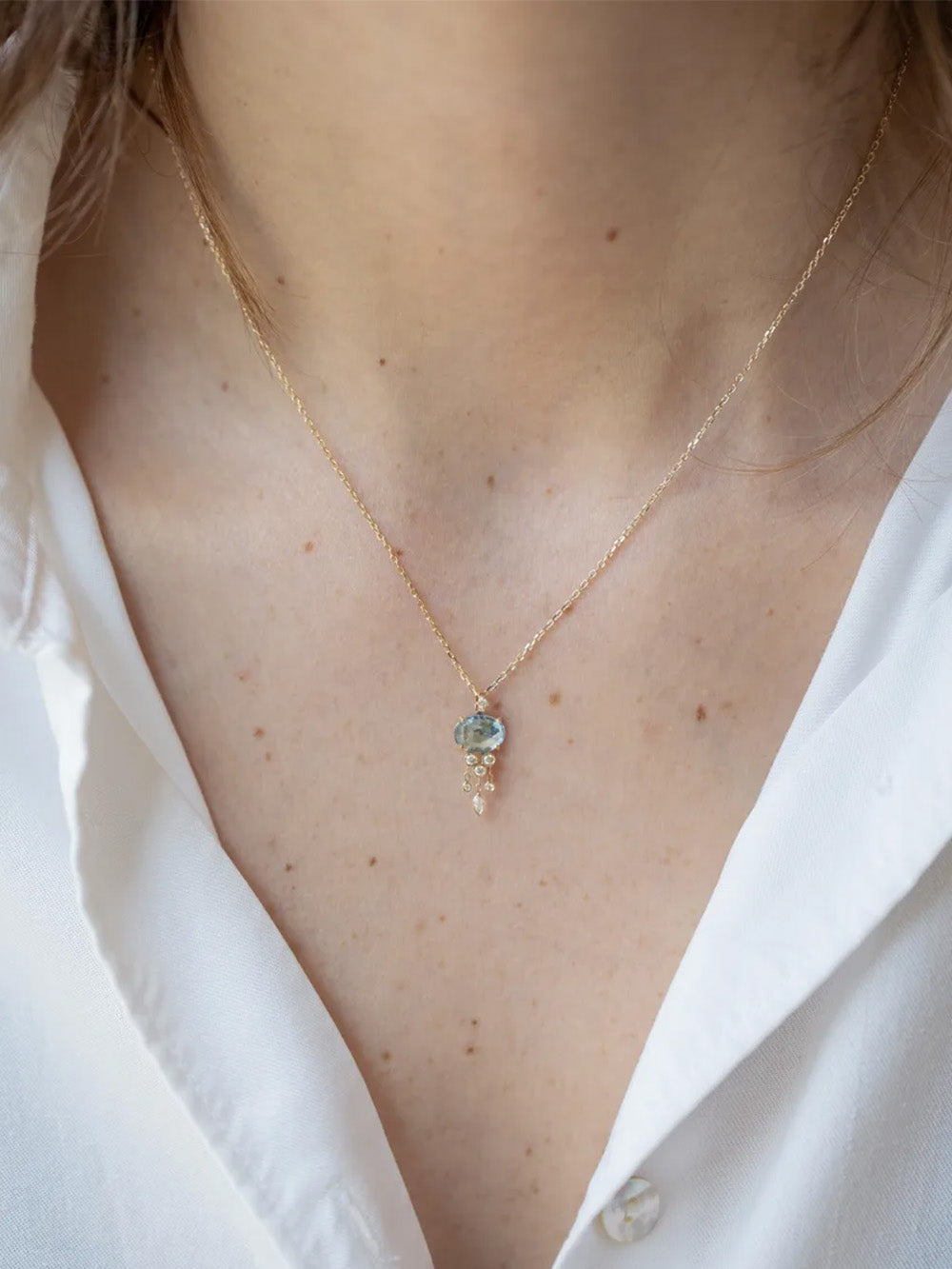 COLLIER JELLYFISH AIGUE-MARINE