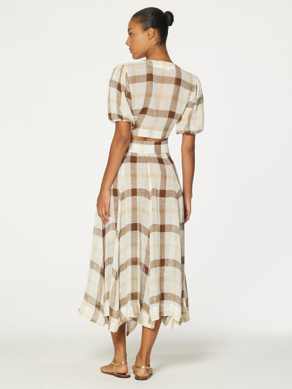 Brown Windowpane Beach Skirt