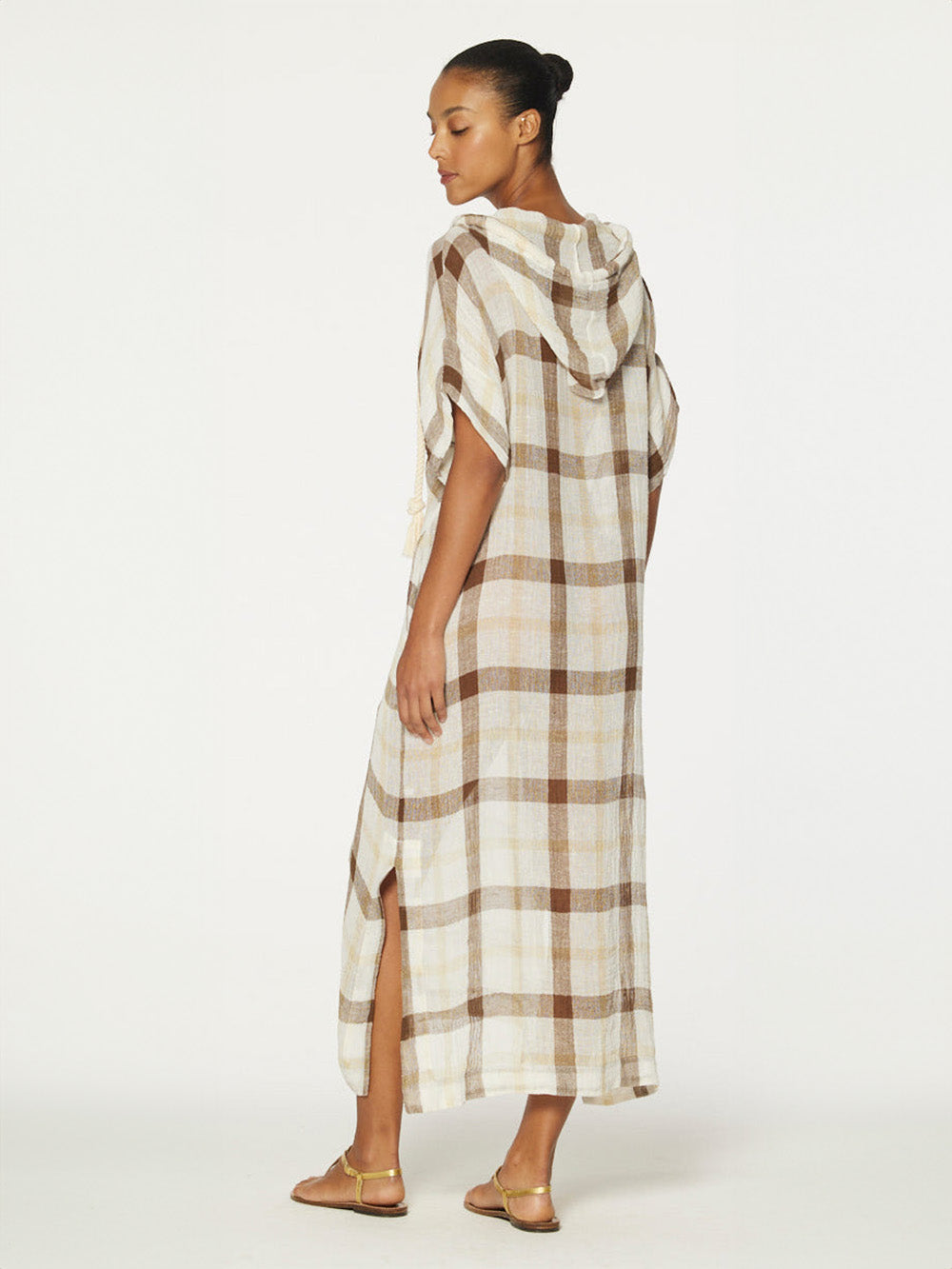 CHECKED HOODED CAFTAN