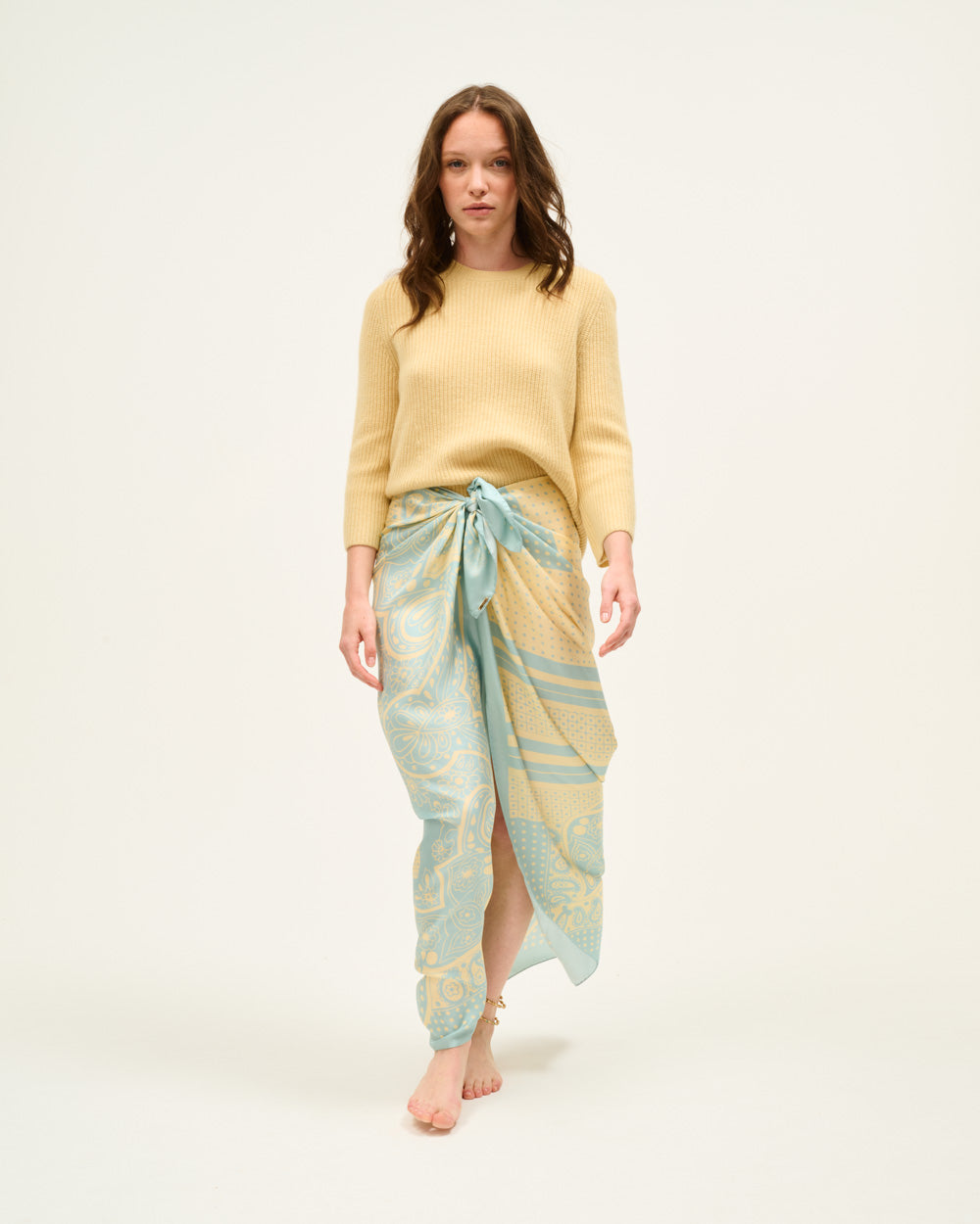 SKY BLUE PAISLEY SCARF SKIRT