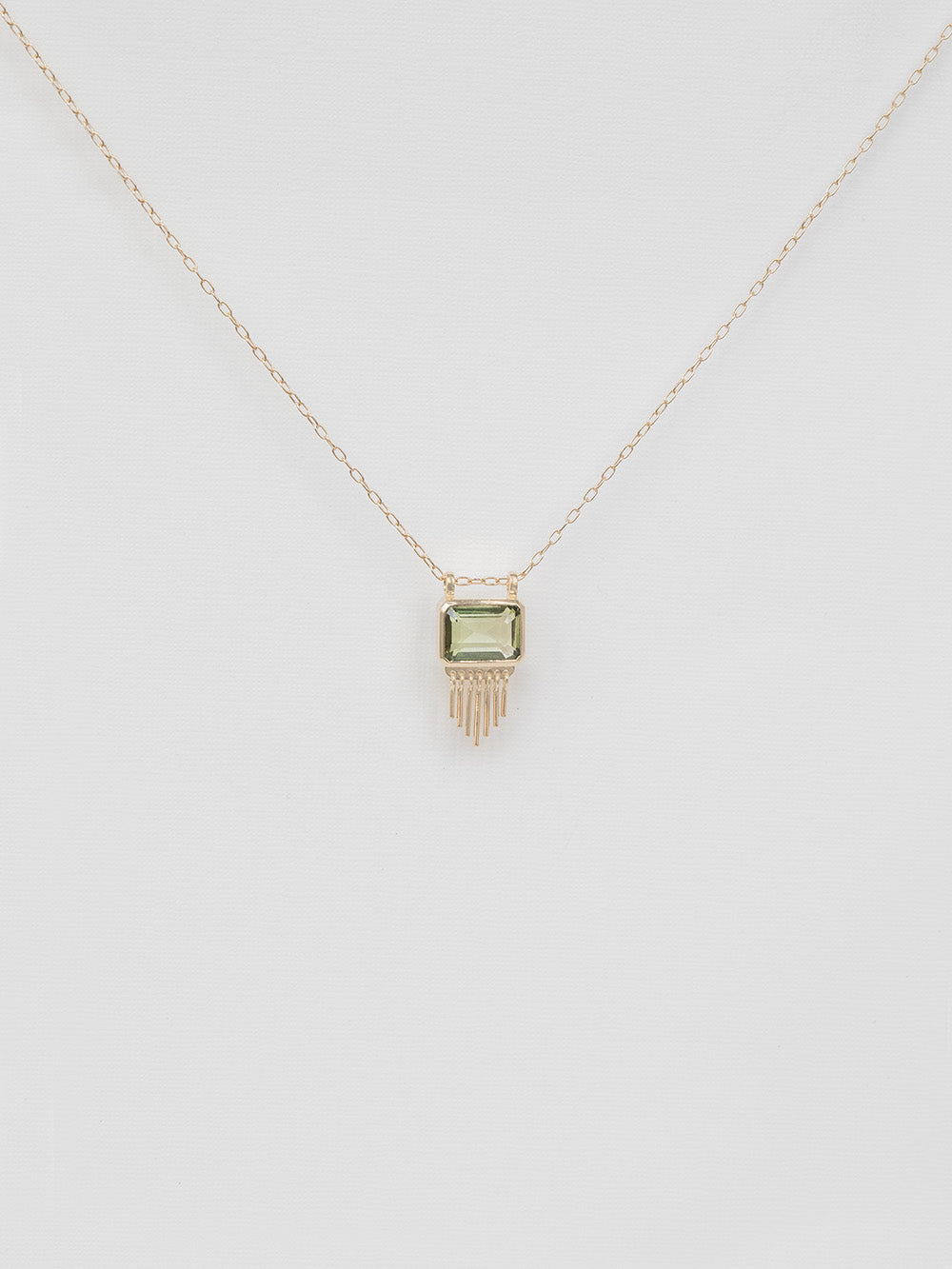 Tourmaline necklace with baguette and fringe