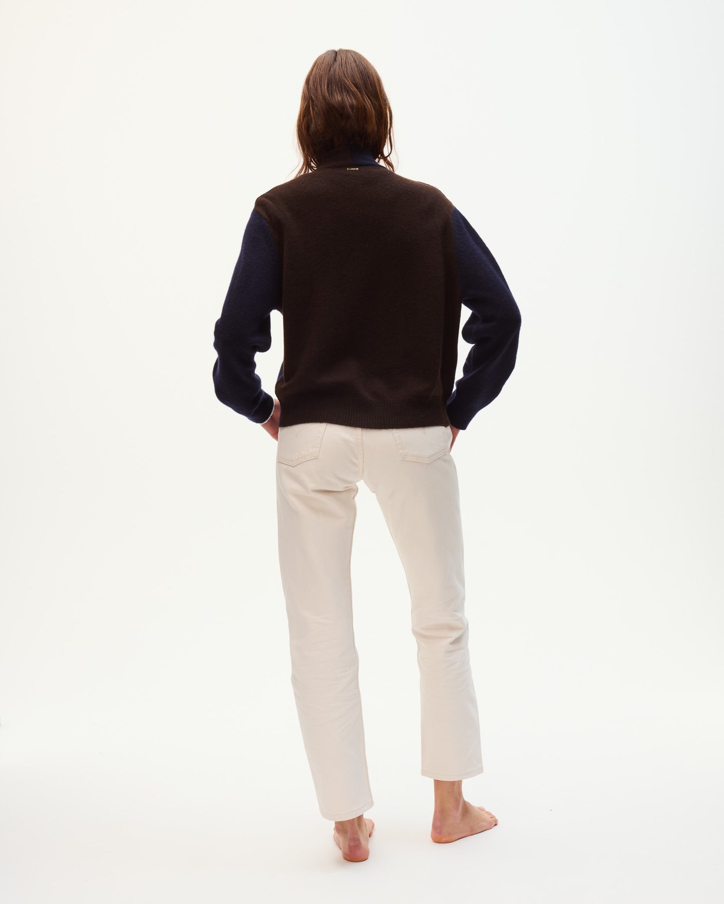 LOU BICOLOR CARDIGAN DARK BROWN & NAVY