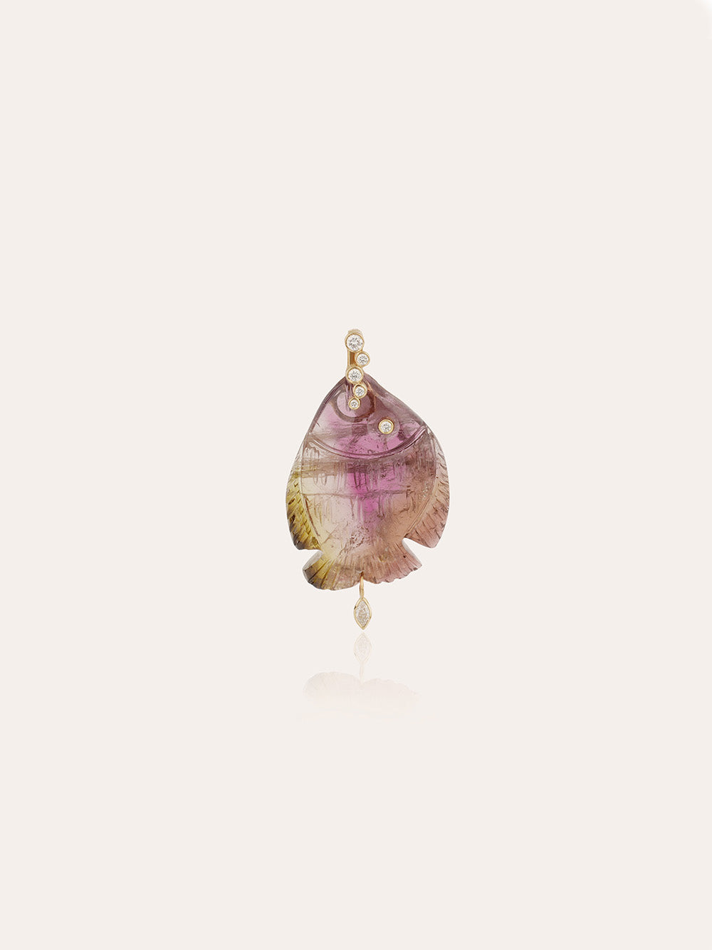PENDENTIF POISSON MM TOURMALINE & DIAMANTS