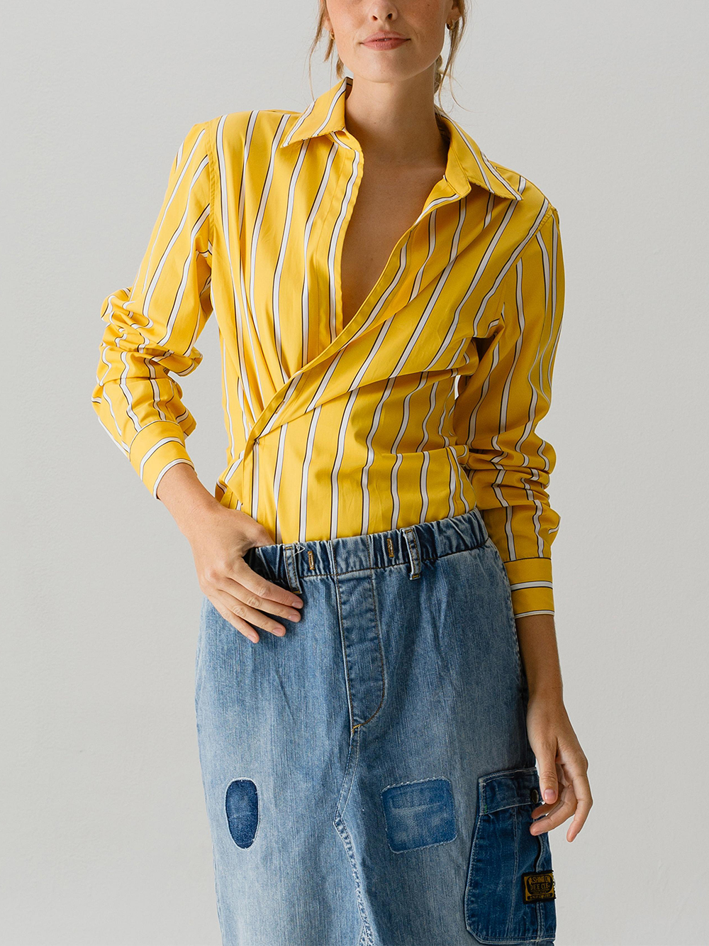 The Cross Over Fitted Sun Stripe Shirt - Shirt - Wear Cissa The Cross Over Fitted Sun Stripe Shirt - Shirt - Wear Cissa