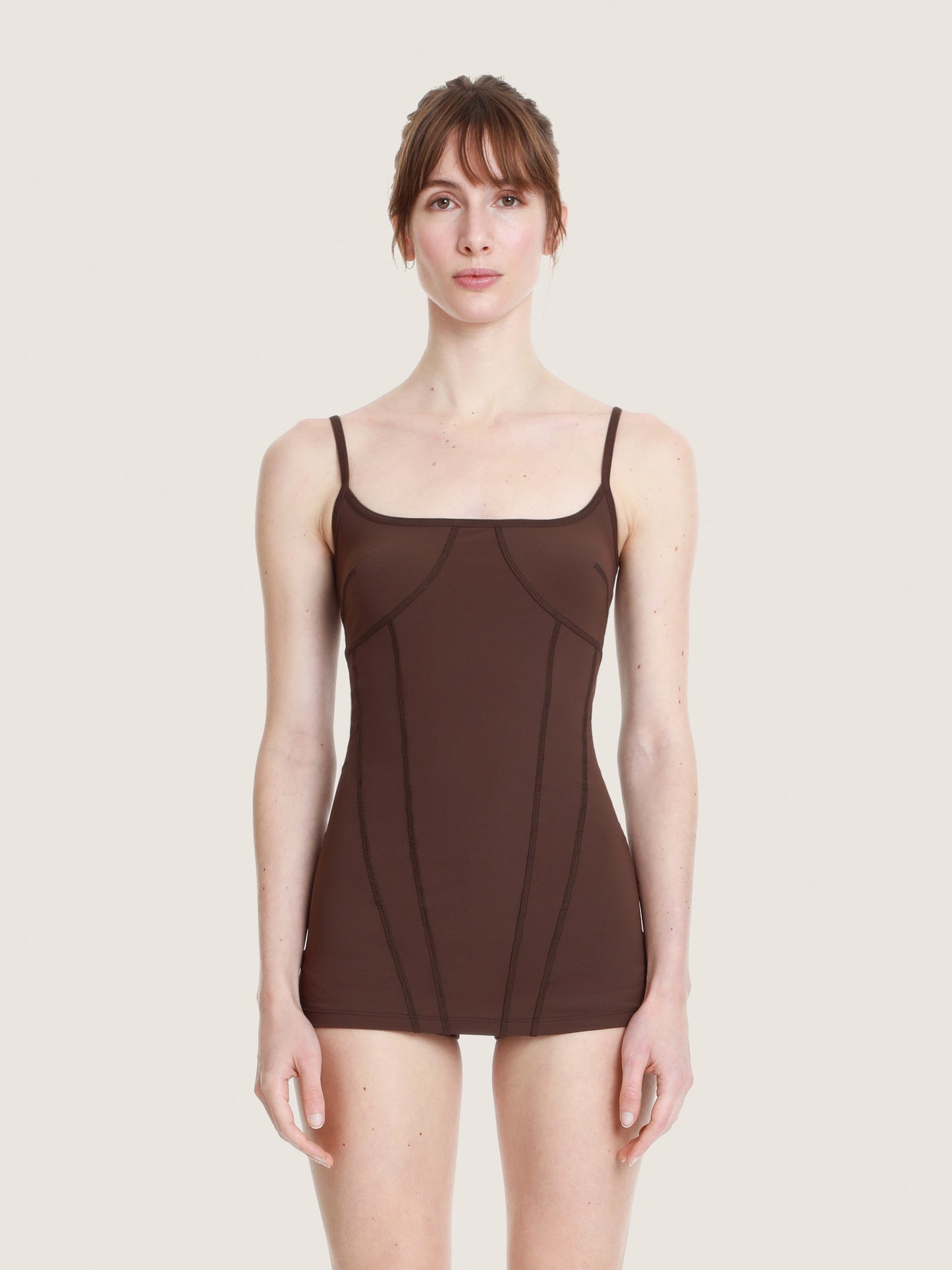 ROBE MAILLOT CORSET MARRON