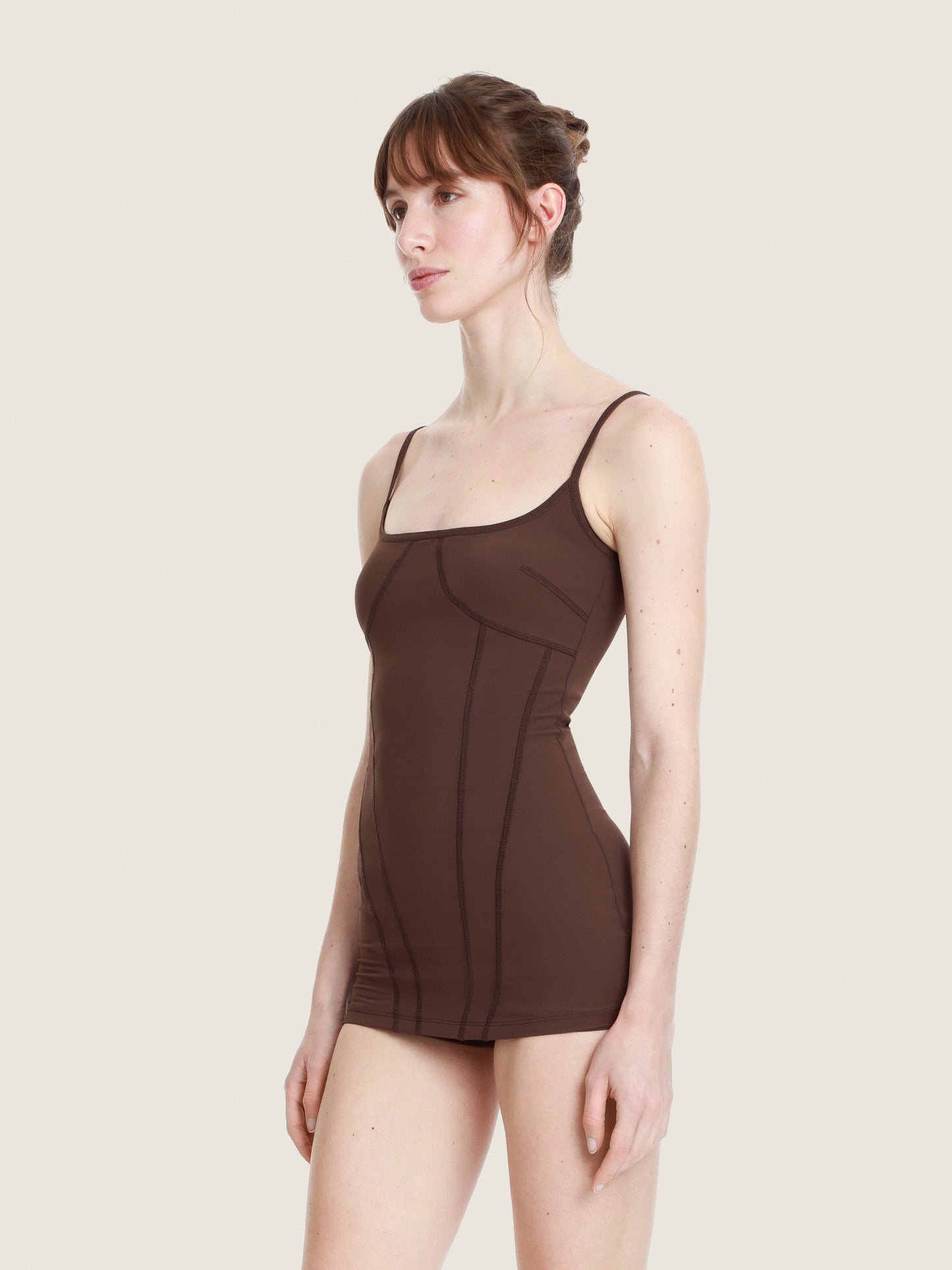 ROBE MAILLOT CORSET MARRON