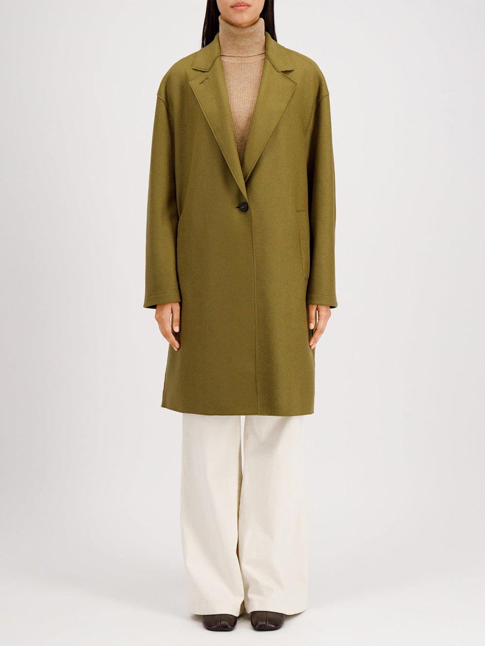 OLIVE CASHMERE OVERSIZED COAT