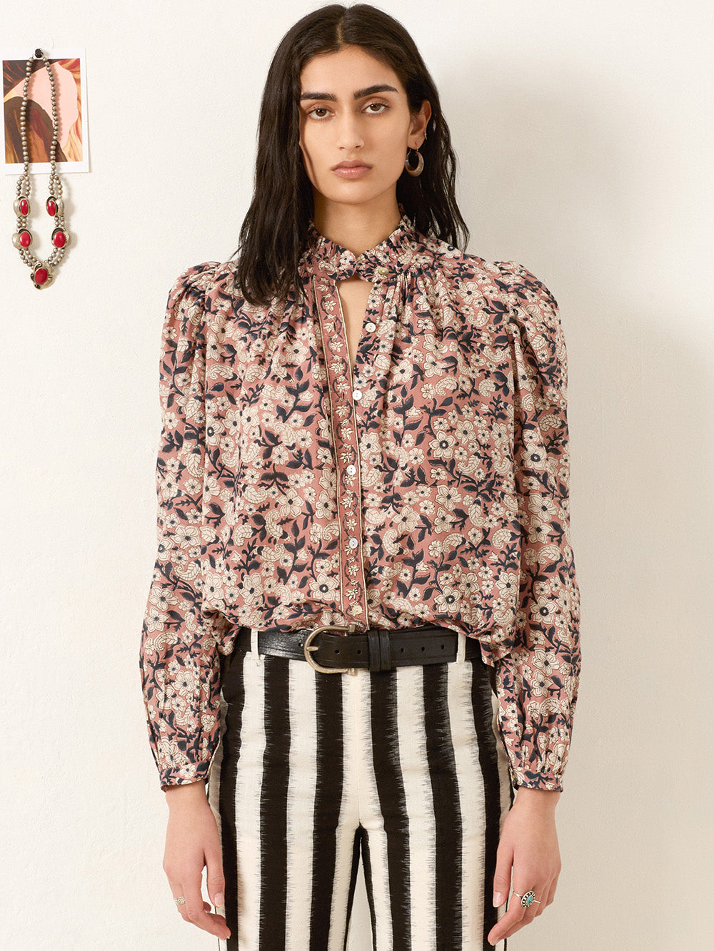 ANNABEL SEPIA FLORAL SHIRT