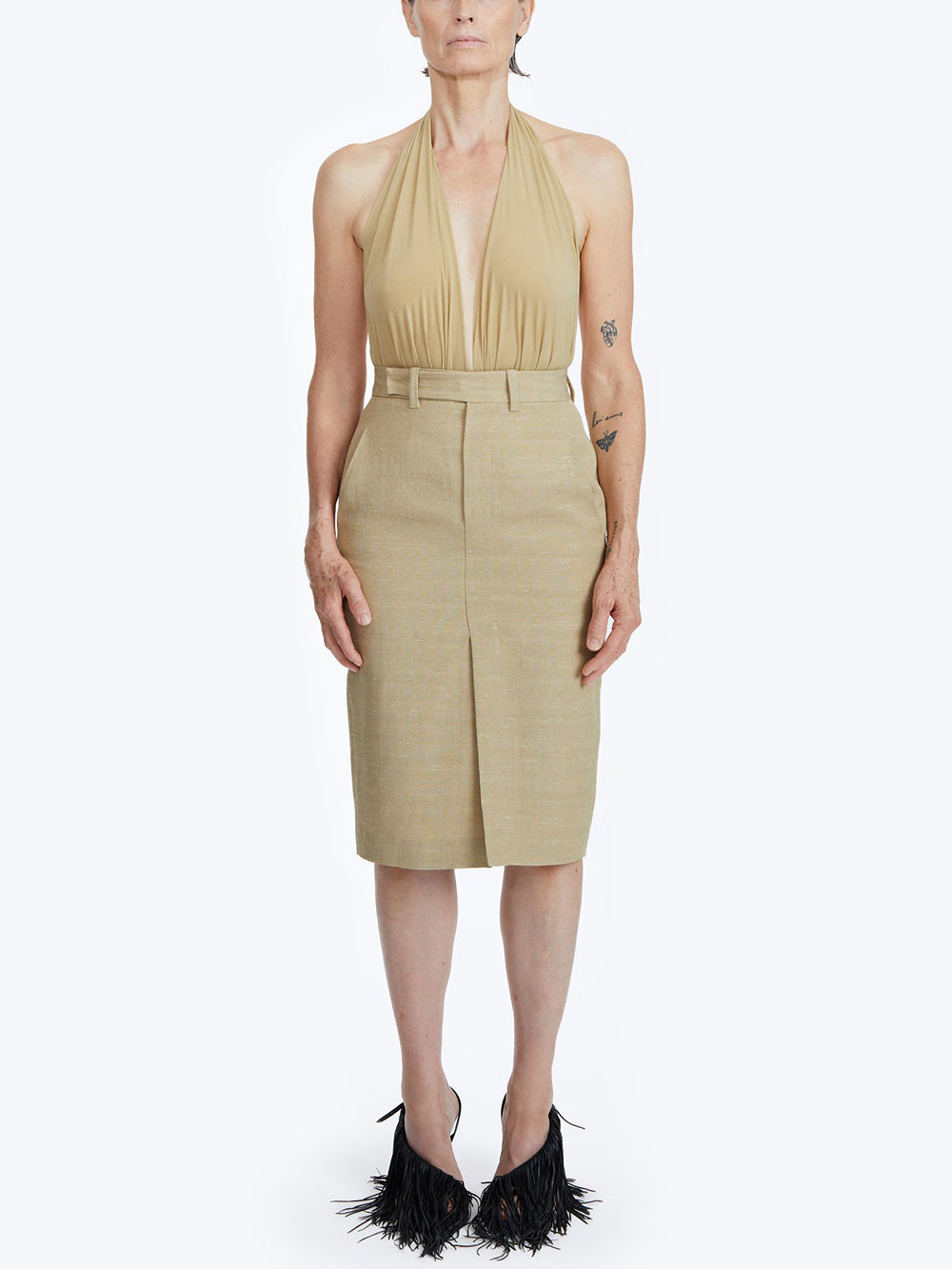 BACK TO TOWN SAND PENCIL SKIRT