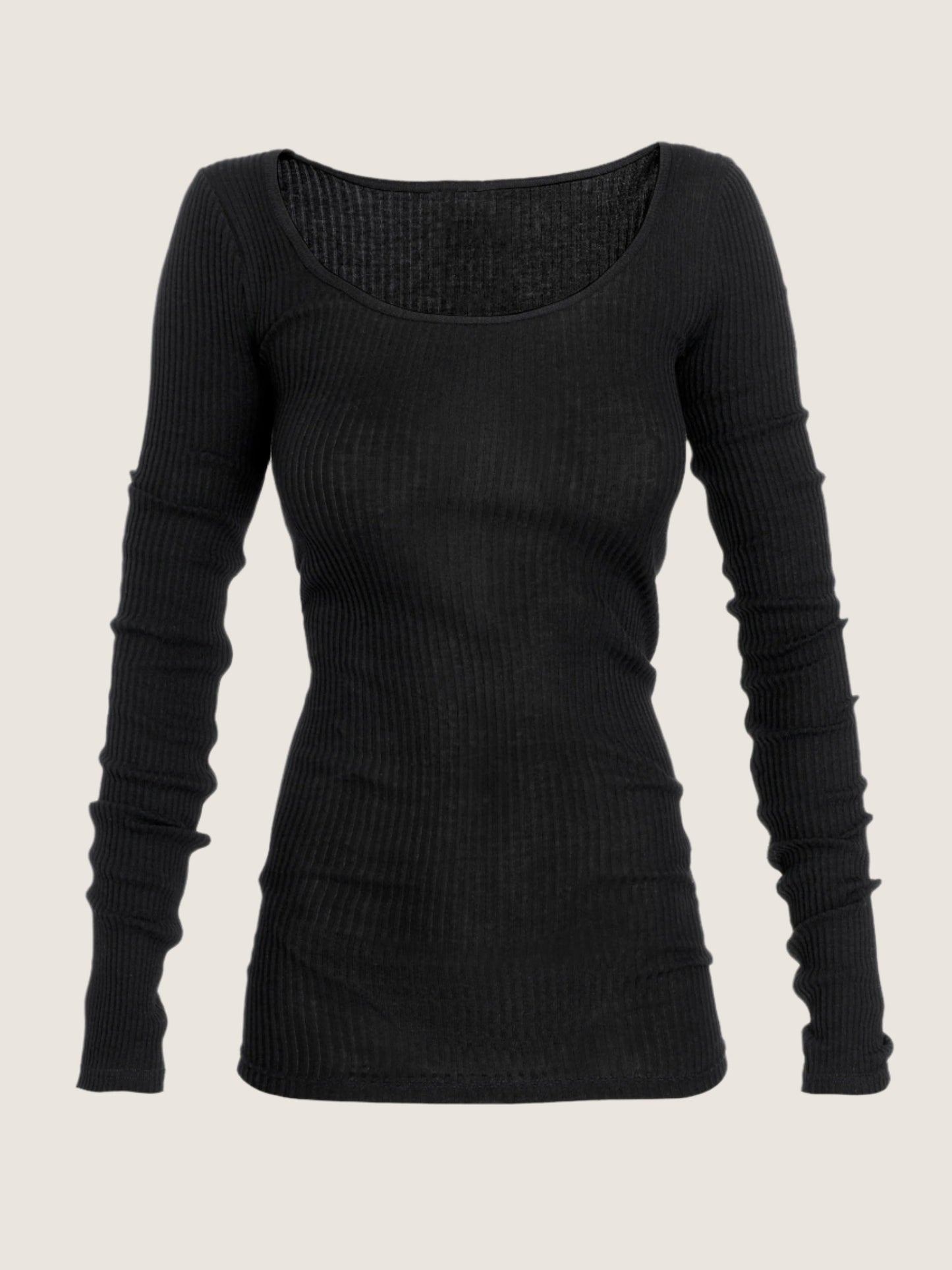 BLACK RIBBED TOP
