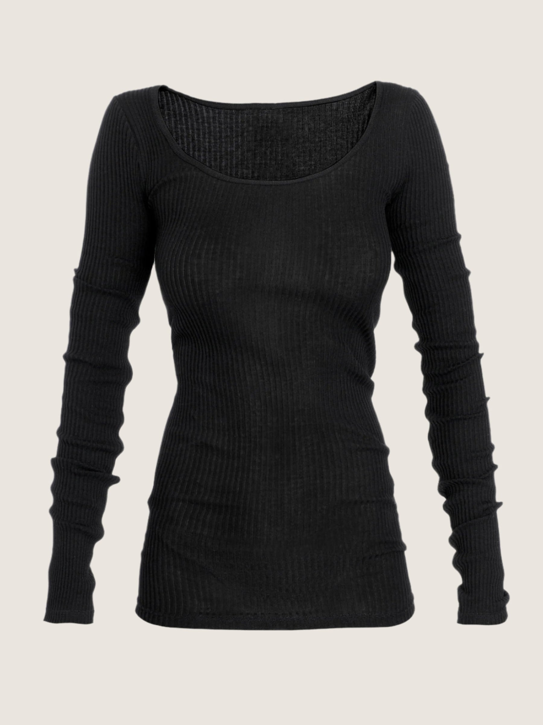 BLACK RIBBED TOP