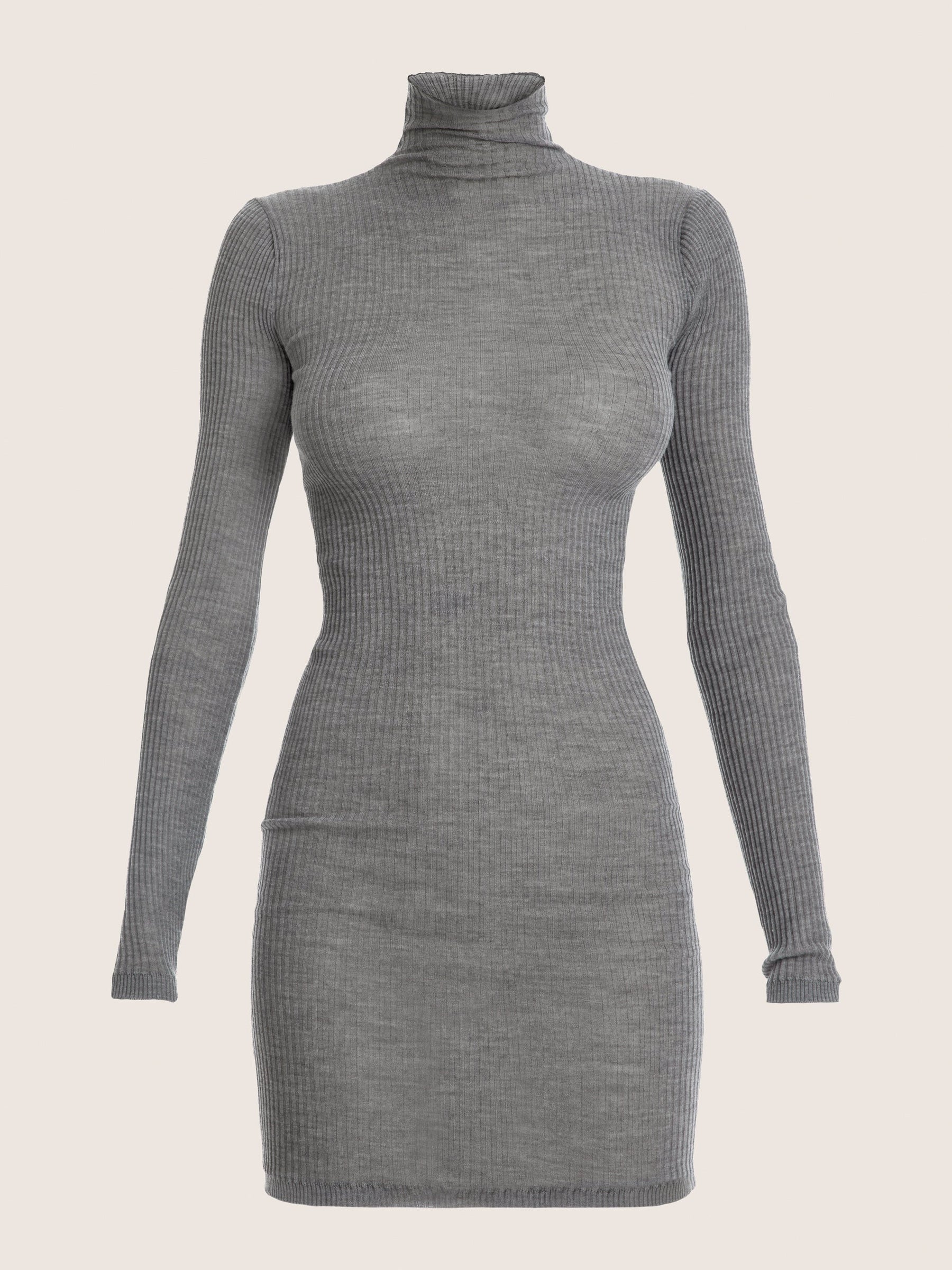 MINI ROBE BODYCON LAINE GRIS