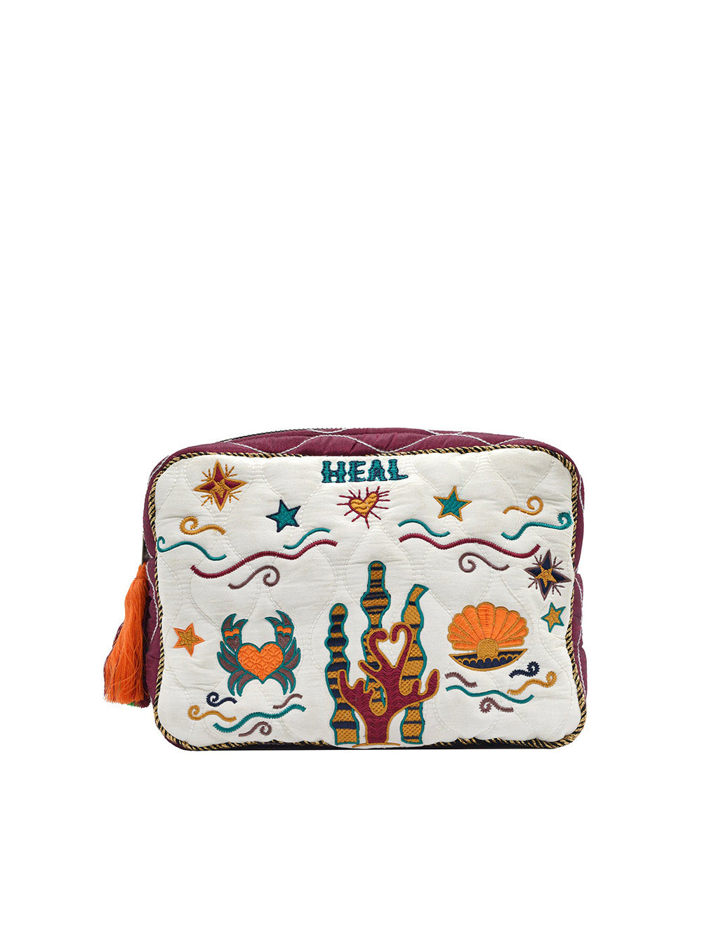 BIG POUCH HEAL IN BLACK & WHITE SILK