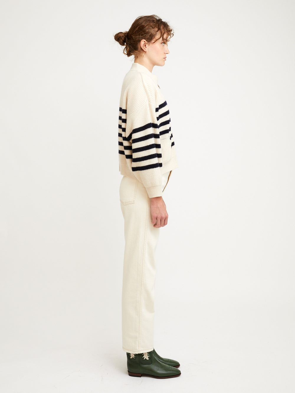 CARDIGAN ROY RAYURES NAVY WHITE