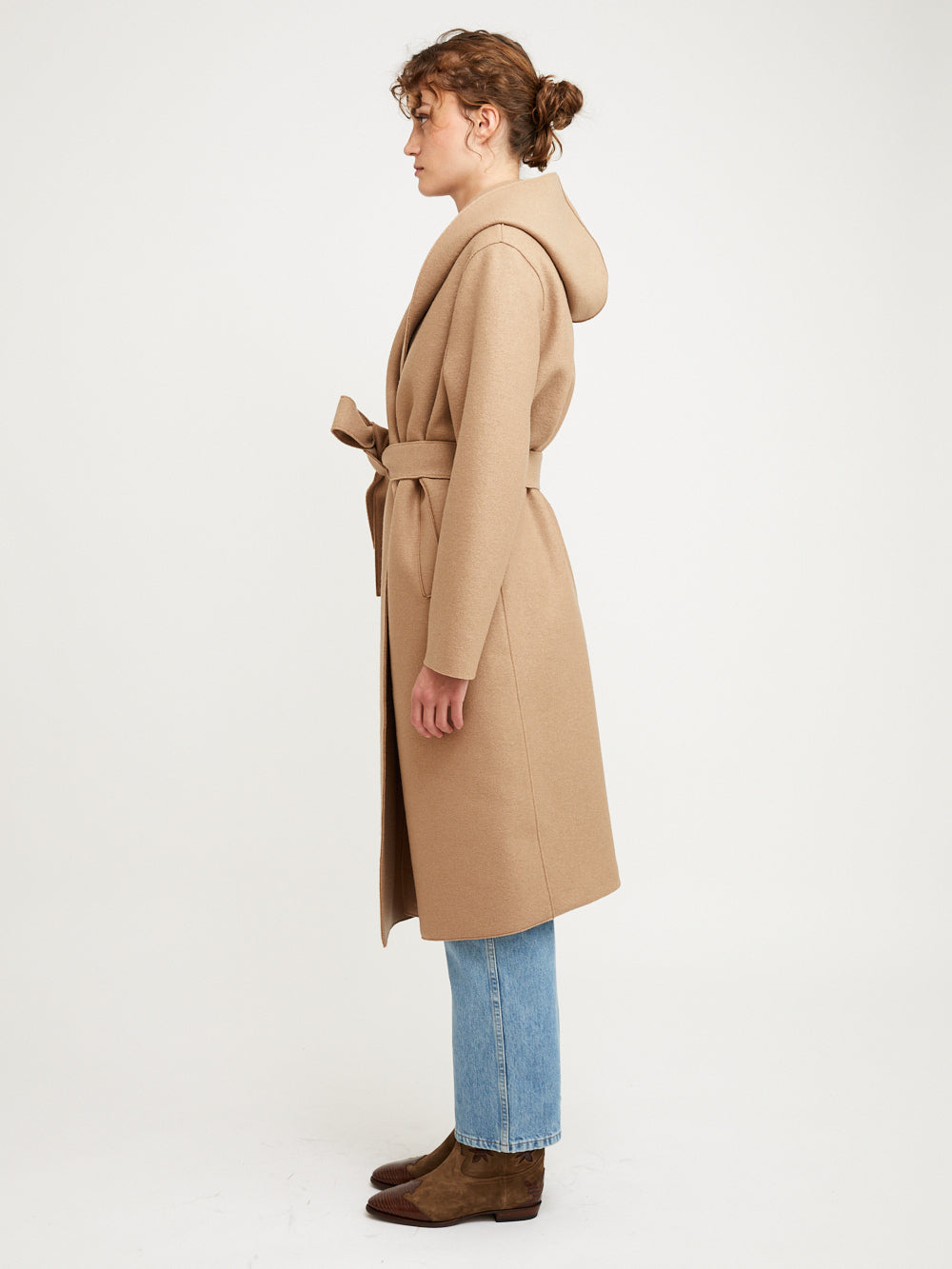 MANTEAU HOODED WRAP PRESSED TAN