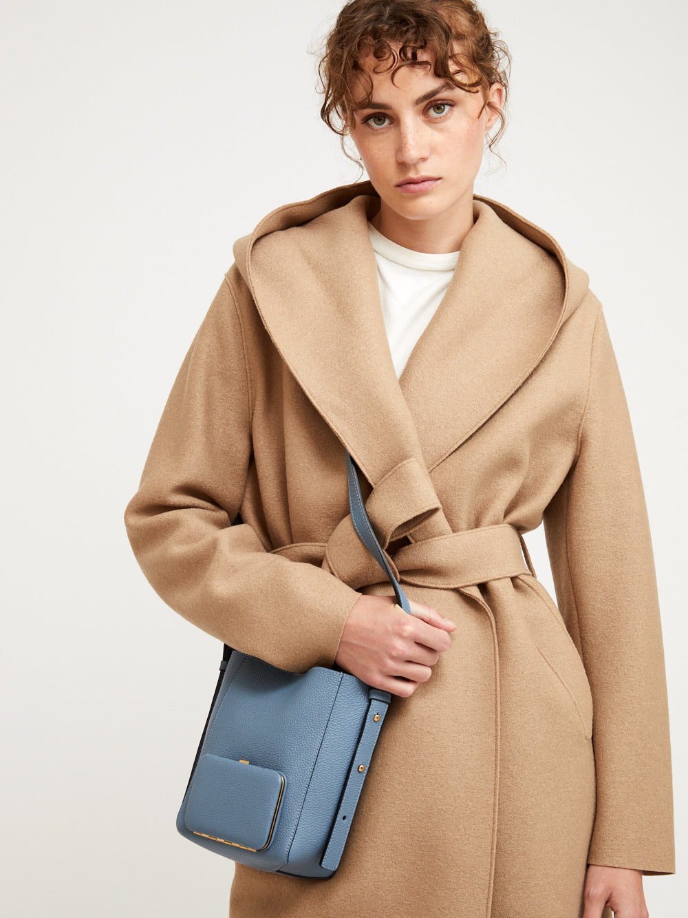 MANTEAU HOODED WRAP PRESSED TAN