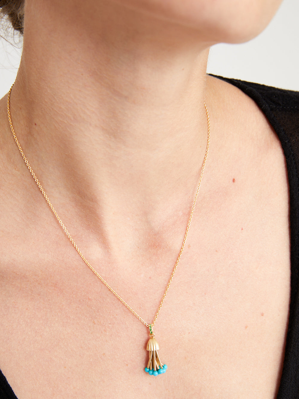 POLPO PENDANT WITH TURQUOISE PEARLS AND TSAVORITES