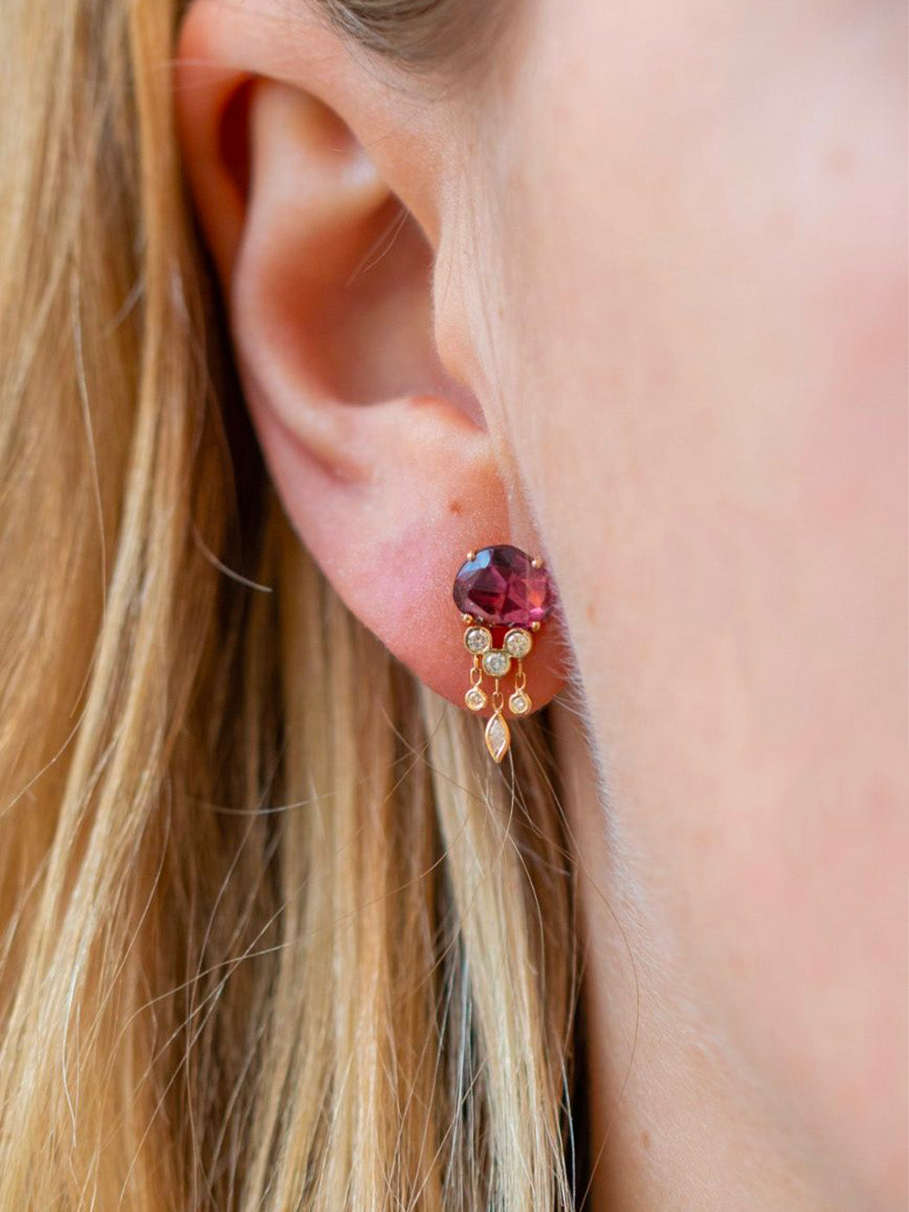 JELLY FISH RUBY EARRING