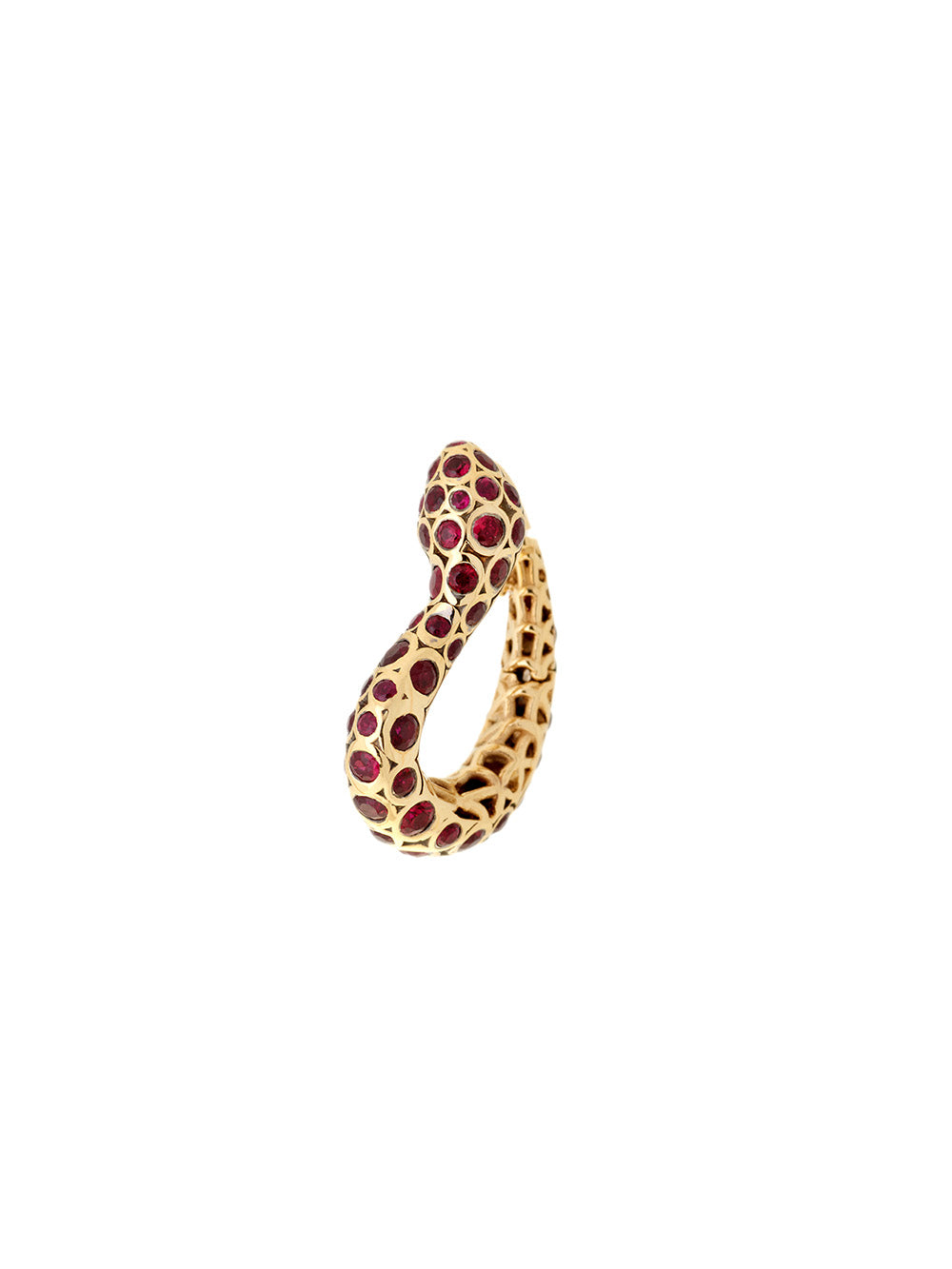 BASILIK YELLOW GOLD AND RUBY STRAIGHT EARRING
