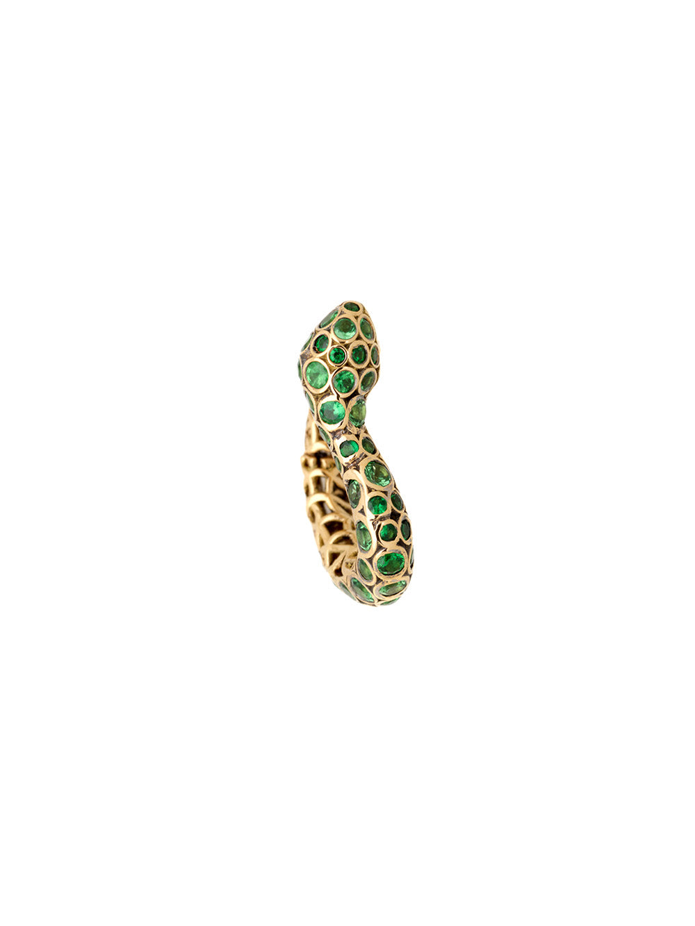BASILIK LEFT SIDE YELLOW GOLD AND TSAVORITES EARRING