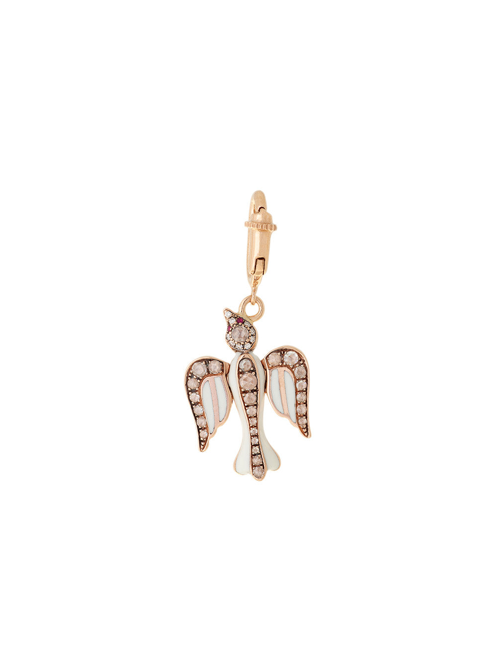 ROSE GOLD, DIAMOND AND IVORY ENAMEL DOVE CHARM