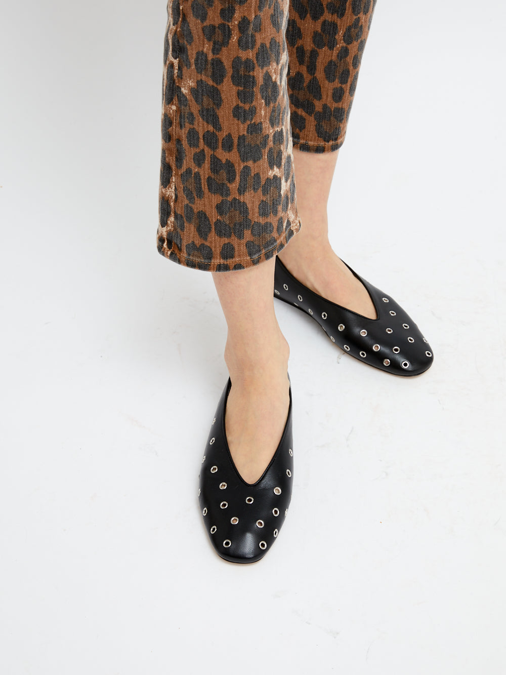 REGENCY STUDDED LEATHER BALLERINAS