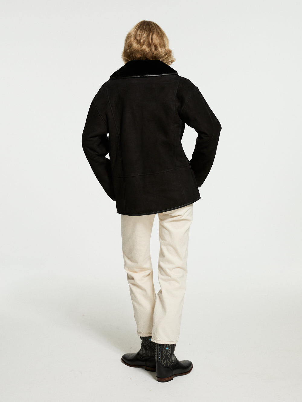 BLACK SHEARLING TATTOOSH COAT