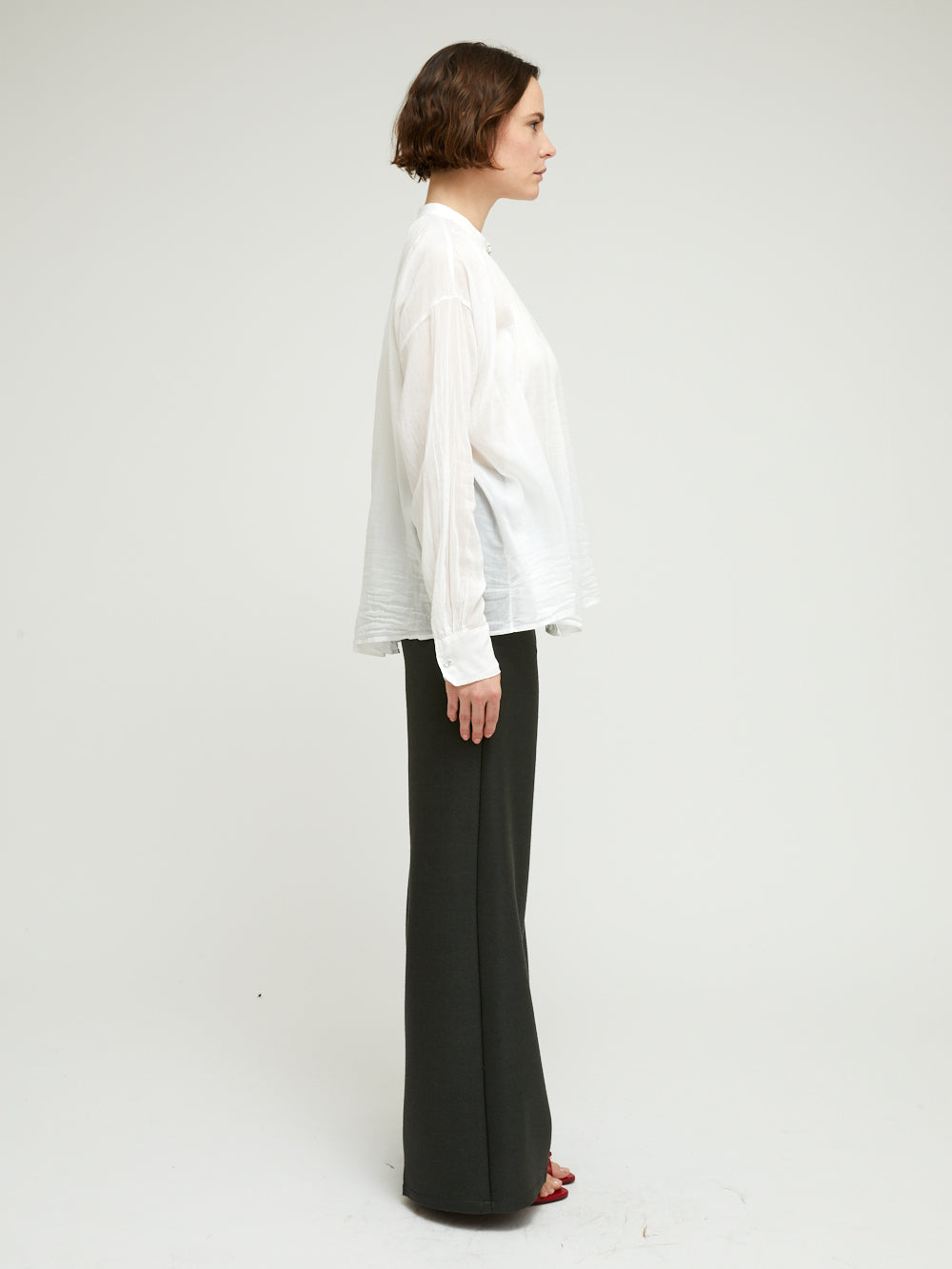 WHITE RHINESTONE BOHEMIAN VOILE SHIRT