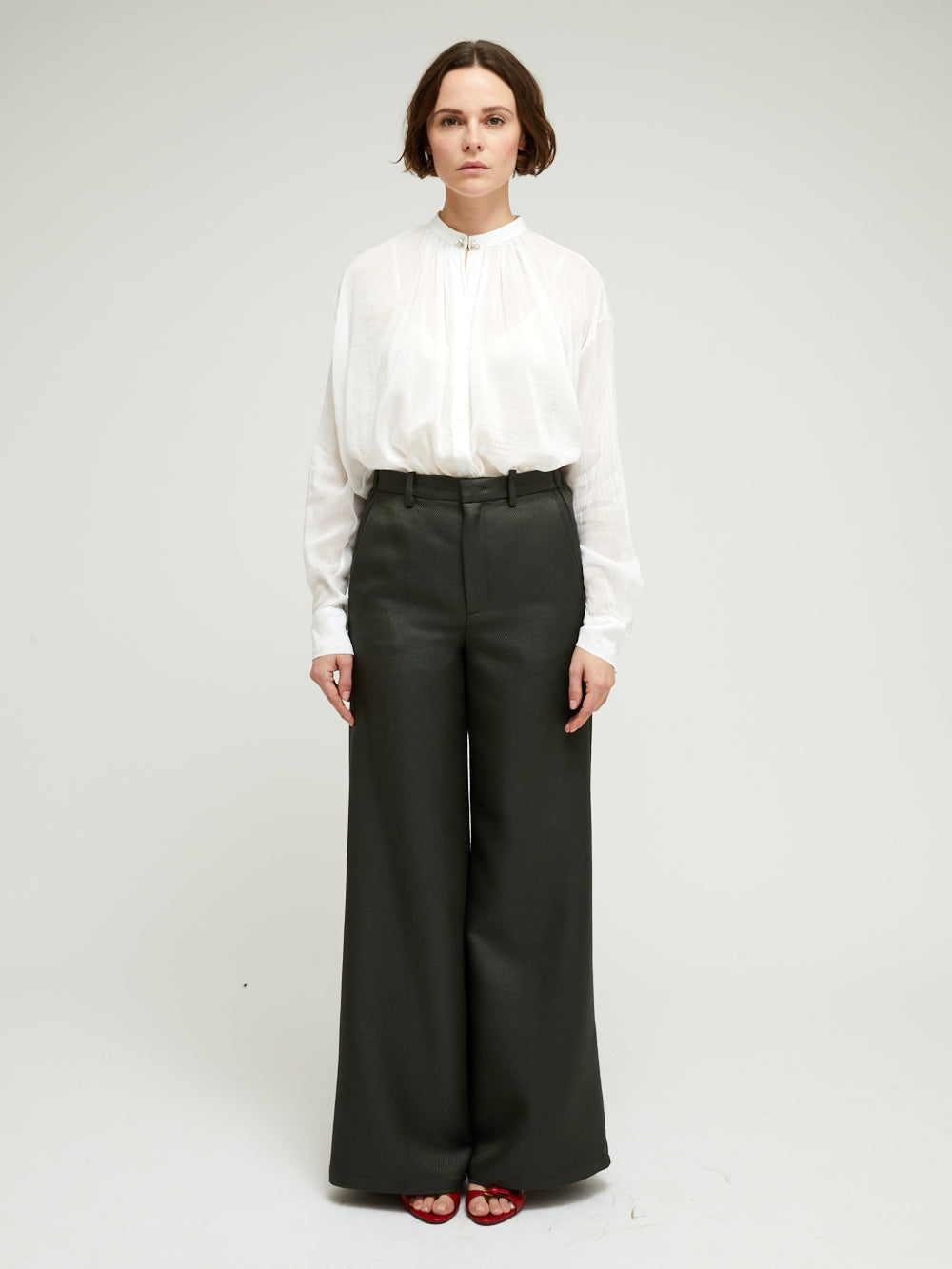WHITE RHINESTONE BOHEMIAN VOILE SHIRT
