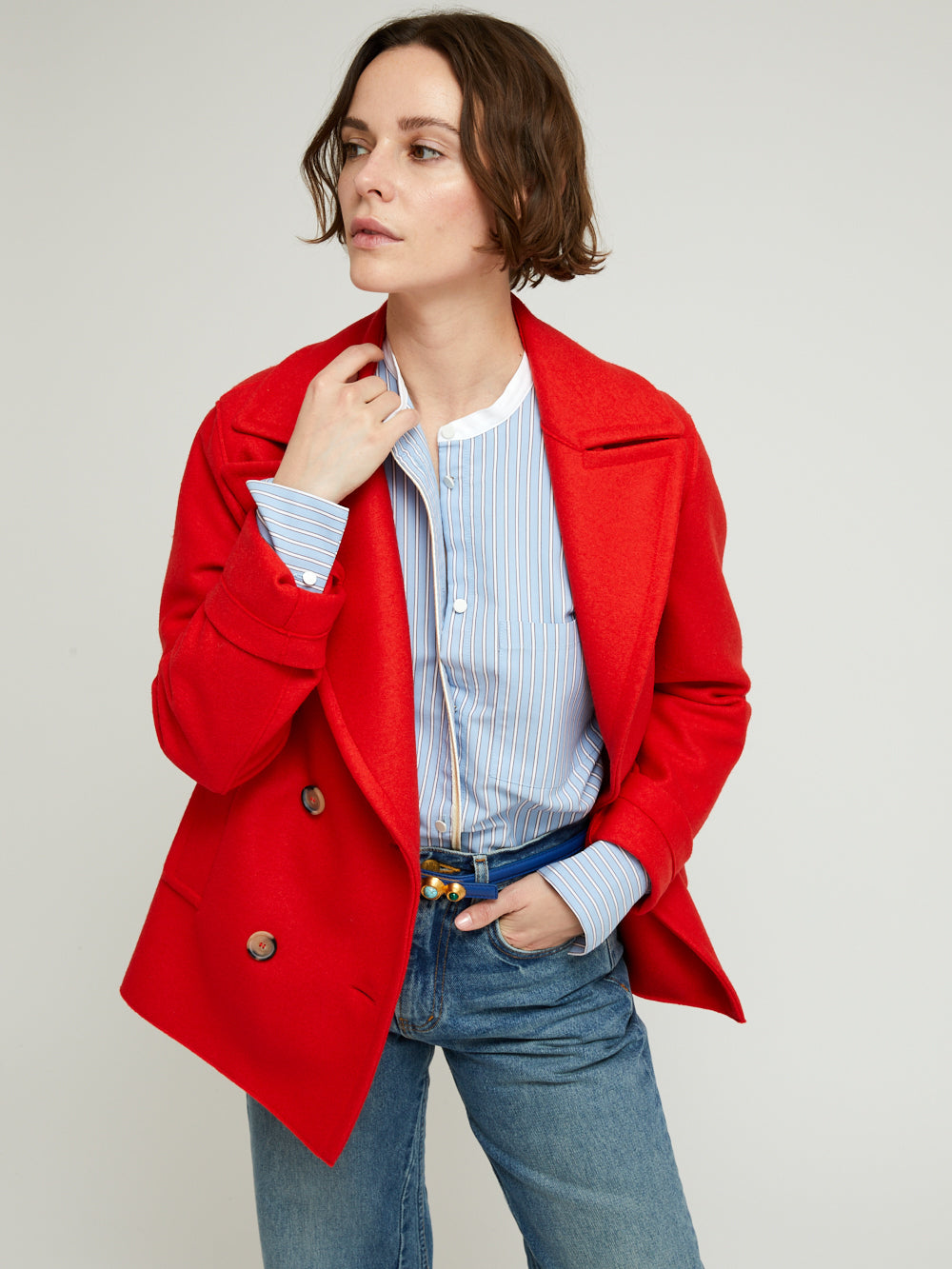 LIGHT PRESSED WOOL RED PEACOCK