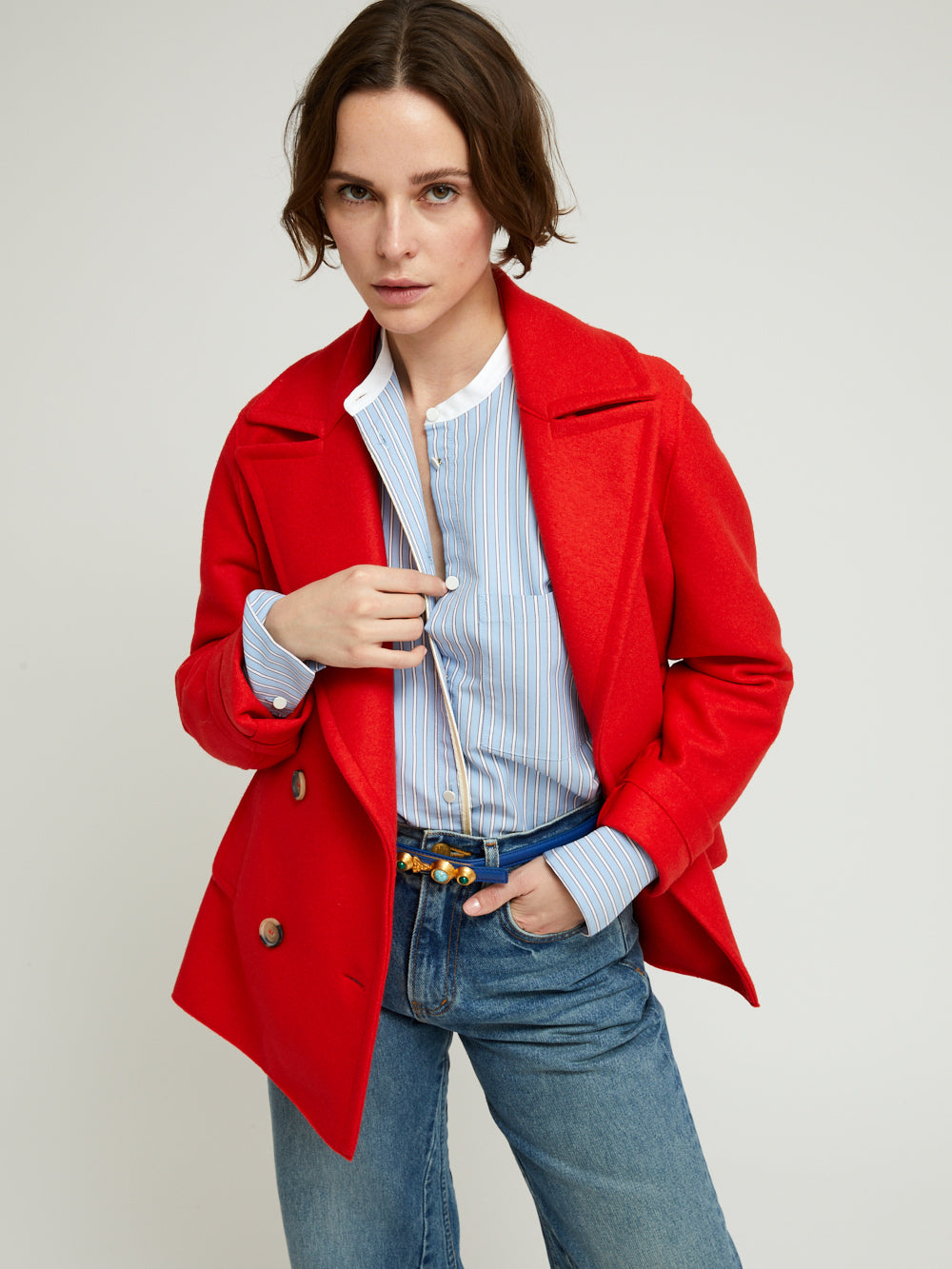 LIGHT PRESSED WOOL RED PEACOCK