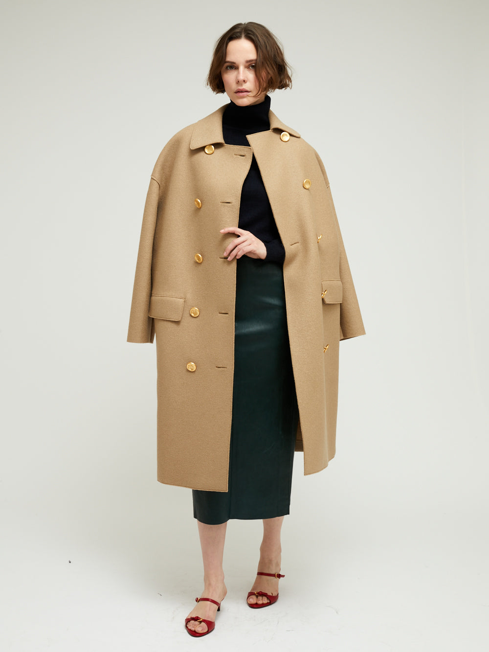 MAC PRESSED WOOL TAN COAT