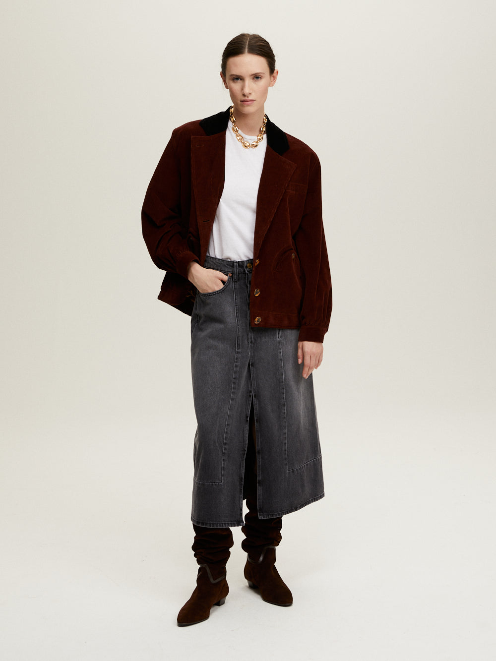 BOMBER CLEO VELOURS PRUNE