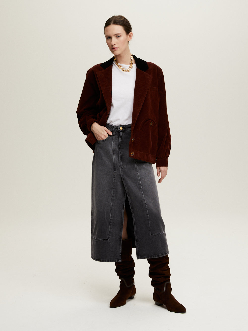 BOMBER CLEO VELOURS PRUNE