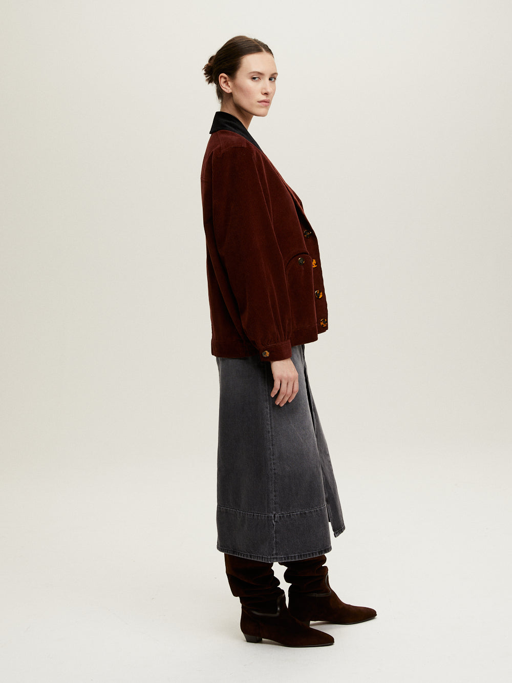 BOMBER CLEO VELOURS PRUNE