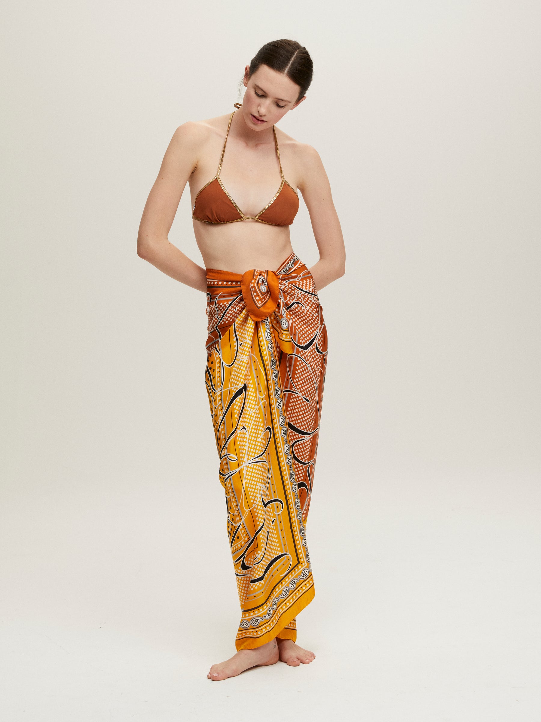 KUCIN ORANGE & BROWN SKIRT