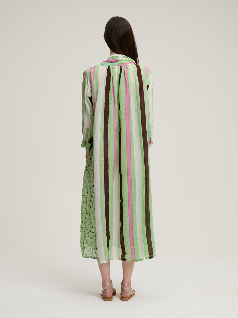 Green striped bow dress