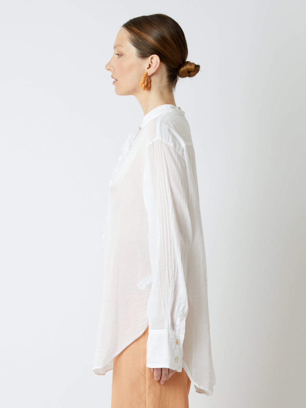 CHEMISE EN VOILE DE COTON ET SOIE BLANC