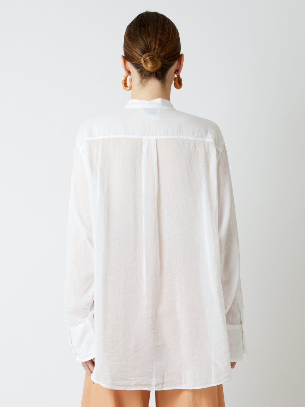 CHEMISE EN VOILE DE COTON ET SOIE BLANC